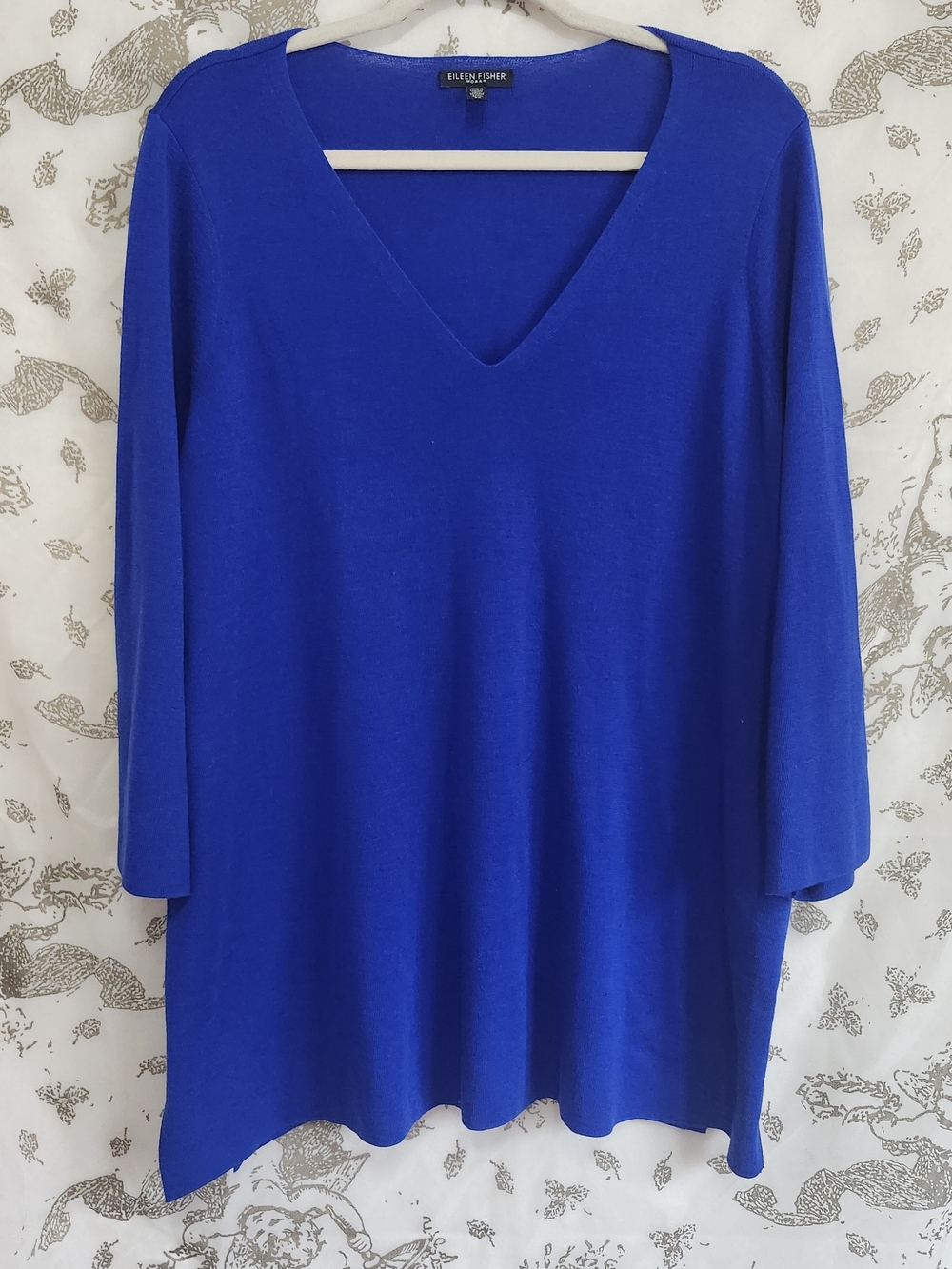 Eileen Fisher Royal Blue V-Neck Long Sleeve Tunic